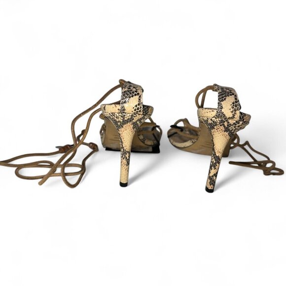 Isabel Marant Askee Snakeskin Embossed Leather Ankle Wrap Heels Sz EU 38 NEW - Picture 6 of 11
